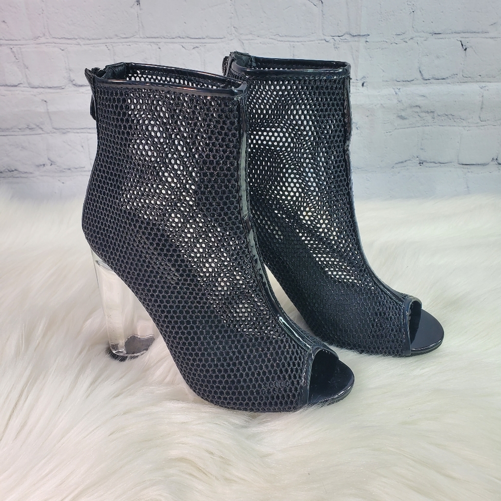 Open Toe Mesh Ankle Boots